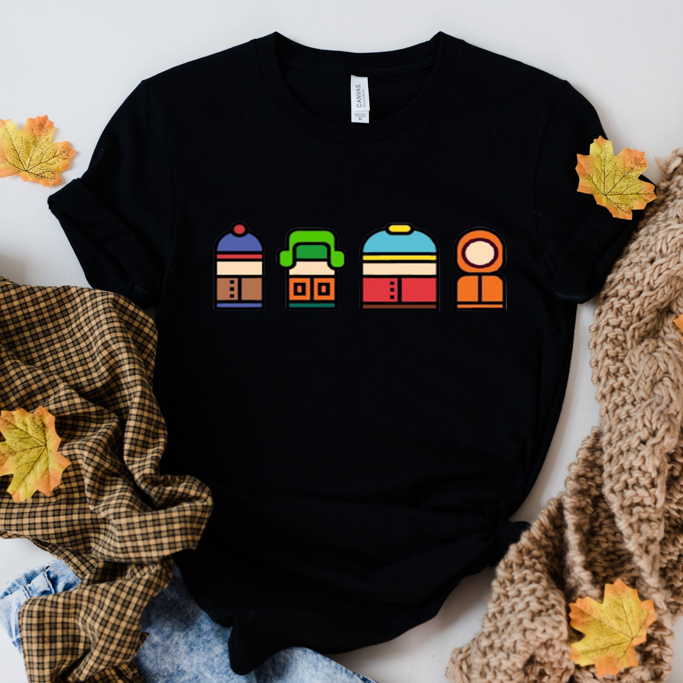 southpark pixel characters -, southpark t shirt , animated cartoon