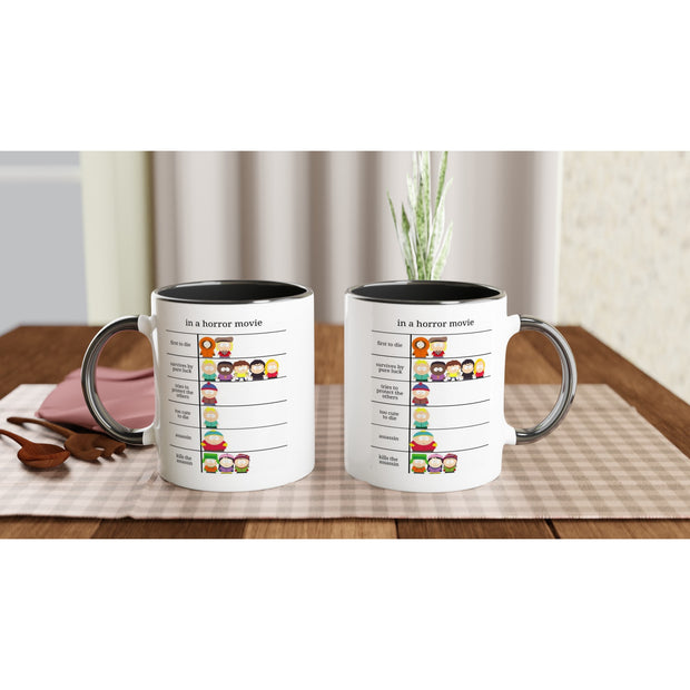 southpark  -in a horror movie ,handmade southpark mug,southpark gifts,cartman mug,90s cartoon mug,southpark cup gift - White 11oz Ceramic Mug with Color Inside