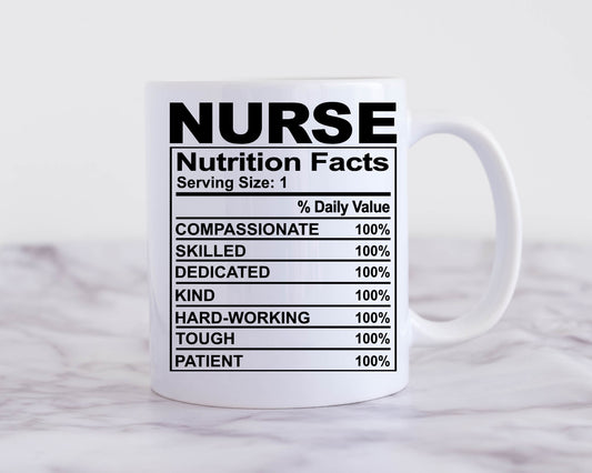 Nurse Mug - Nurse Gifts - Med Student Gifts -  Funny Nurse Gift - Student Nurse Gifts - nurse Nutritional Facts Label  ,nutrition facts mug