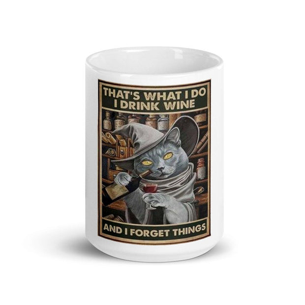 thats what i do i drink wine and forget things ,halloween cat   11oz coffee mug , cat lover Gifts ,gift for cat owner
