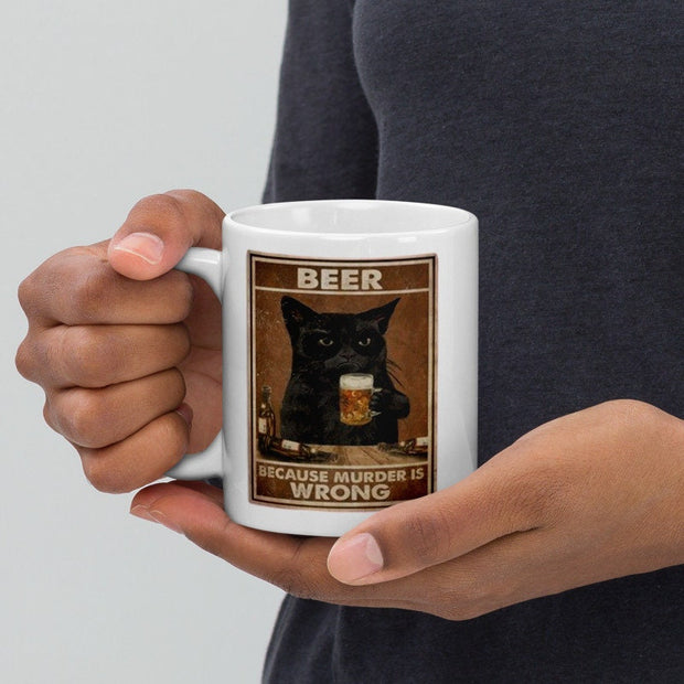 beer  beacuse murder is wrong ,retro black cat ,smoking black cat,Black Cat coffee, cat lover Gifts