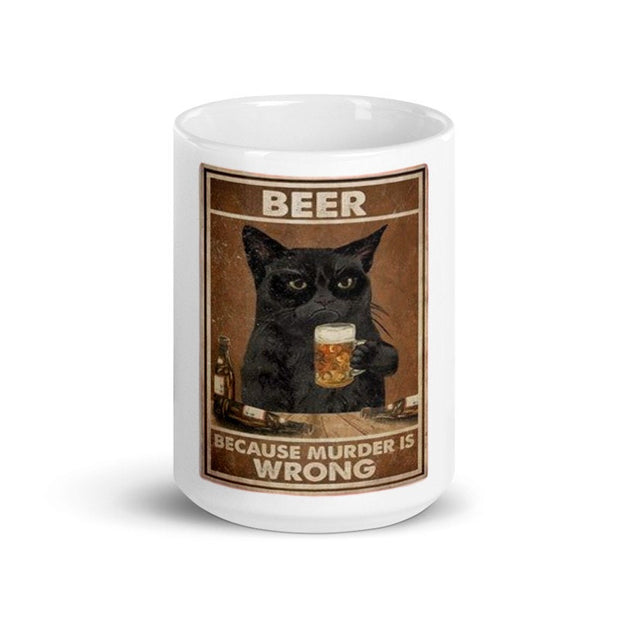 beer  beacuse murder is wrong ,retro black cat ,smoking black cat,Black Cat coffee, cat lover Gifts