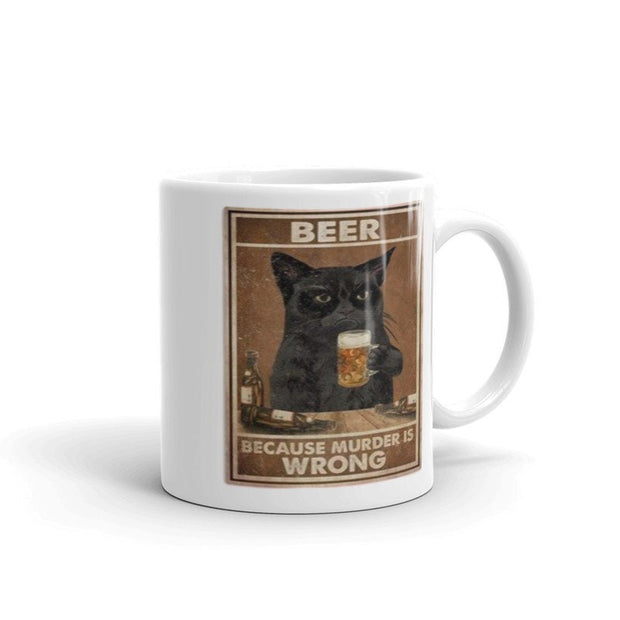 beer  beacuse murder is wrong ,retro black cat ,smoking black cat,Black Cat coffee, cat lover Gifts