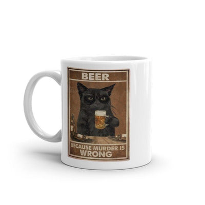 beer  beacuse murder is wrong ,retro black cat ,smoking black cat,Black Cat coffee, cat lover Gifts