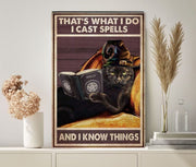 I cast spells and know things black cat ,black cat-poster, Black Cat Wall Art- Black Cat Print -Black Cat Artwork - Home Decor
