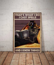 I cast spells and know things black cat ,black cat-poster, Black Cat Wall Art- Black Cat Print -Black Cat Artwork - Home Decor