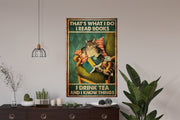 i drink tea read books and know things cat-poster , Black Cat Wall Art - Black Cat Print - -Black Cat Artwork - Home Decor