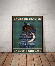 easily distracted by cats and books  cat-poster , Black Cat Wall Art - Black Cat Print -Black Cat Artwork - Home Decor