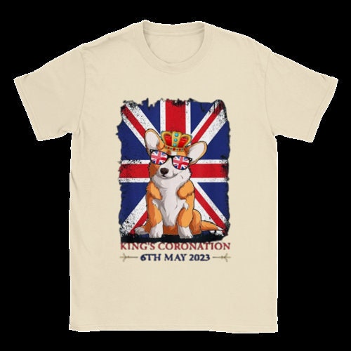 Corgi Dog Union Jack  Coronation shirt ,Celebration Tshirt , Coronation shirt, unisex King  Gift Royal