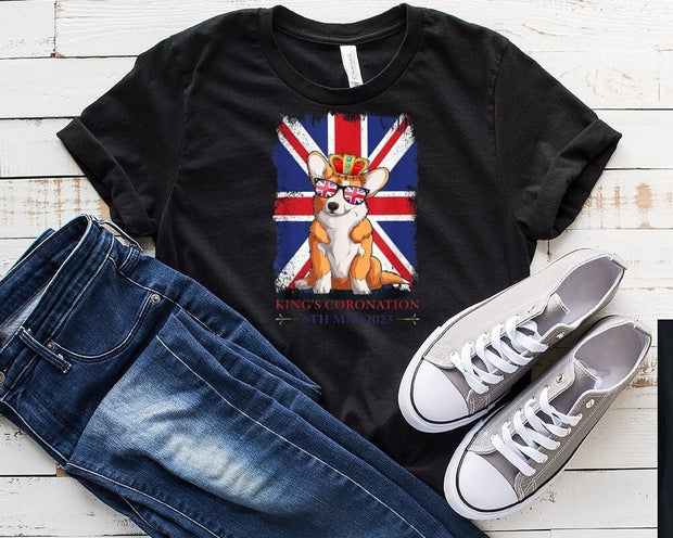Corgi Dog Union Jack  Coronation shirt ,Celebration Tshirt , Coronation shirt, unisex King  Gift Royal