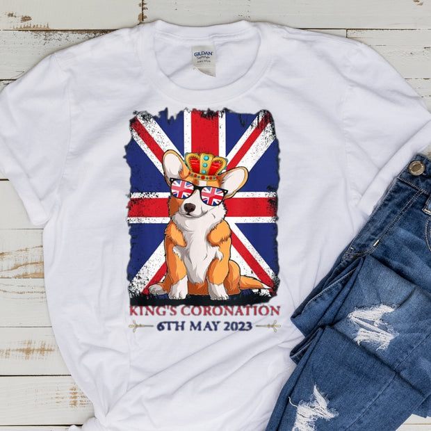 Corgi Dog Union Jack  Coronation shirt ,Celebration Tshirt , Coronation shirt, unisex King  Gift Royal