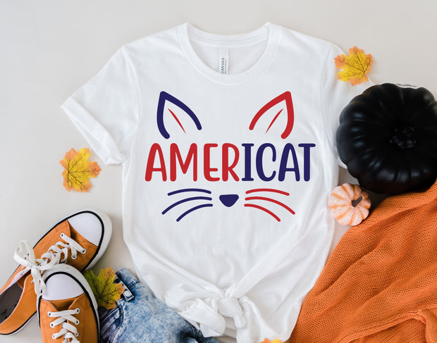americat  Shirt, 4th of July Shirt, USA Shirt, America, Cat, Funny Pet Shirt, Funny Graphic Tee, Merica,