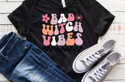 Bad Witch vibes halloween shirt,halloween sweatshirt, funny Fall halloween shirt,retro groovy shirt , Witch costume