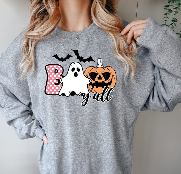 Halloween boo yall  Sweatshirt, Halloween Boo Sweatshirt, Funny Halloween Sweatshirt, retro Halloween , Spooky Season,spooky vibes