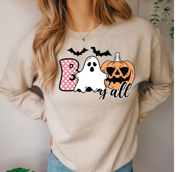 Halloween boo yall  Sweatshirt, Halloween Boo Sweatshirt, Funny Halloween Sweatshirt, retro Halloween , Spooky Season,spooky vibes