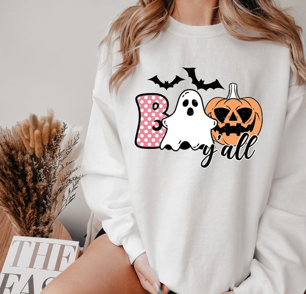 Halloween boo yall  Sweatshirt, Halloween Boo Sweatshirt, Funny Halloween Sweatshirt, retro Halloween , Spooky Season,spooky vibes