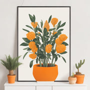 Boho Botanical Print, Orange and Green Abstract Botanical  prints Flowers , Abstract Floral Wall Art
