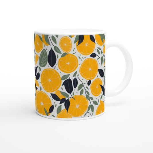 orange fruit mug, citrus fruits mug , ceramic fruit mug , orange coffee mug , pressed orange floral mug