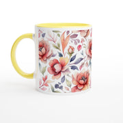 watercolor Pressed Flowers Mug, Boho Wildflowers Cottagecore Coffee Mug, botanical mug cup, Pastel , Flower Garden Lover Gift