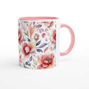 watercolor Pressed Flowers Mug, Boho Wildflowers Cottagecore Coffee Mug, botanical mug cup, Pastel , Flower Garden Lover Gift