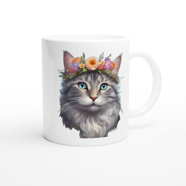 Custom Pet Mug | personised cat mug ,Custom cat Mug | Pet Flower Crown | Cat  Mug |cat Mom Mug | floral crown mug ,cat Gift | cat Face Mug