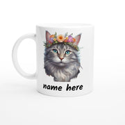 Custom Pet Mug | personised cat mug ,Custom cat Mug | Pet Flower Crown | Cat  Mug |cat Mom Mug | floral crown mug ,cat Gift | cat Face Mug
