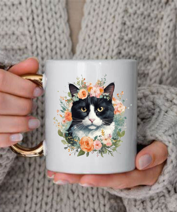 Custom cat flower Mug | personalised custom cat mug ,Custom cat Mug |Flower Crown| Cat Mug |cat Mom Mug |floral crown mug ,cat Gift |