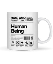 100% human being mug,human being label,funny ceramic coffee mug