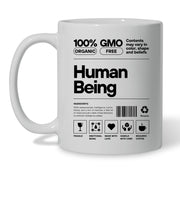 100% human being mug,human being label,funny ceramic coffee mug