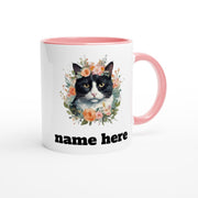 Custom cat flower Mug | personalised custom cat mug ,Custom cat Mug |Flower Crown| Cat Mug |cat Mom Mug |floral crown mug ,cat Gift |