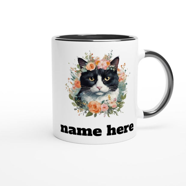 Custom cat flower Mug | personalised custom cat mug ,Custom cat Mug |Flower Crown| Cat Mug |cat Mom Mug |floral crown mug ,cat Gift |