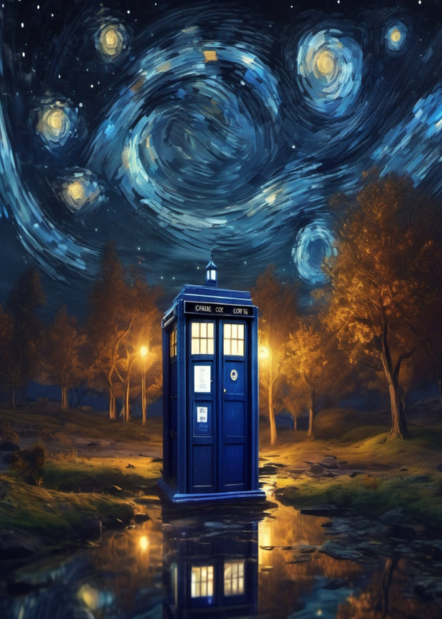 Van Gogh tardis starry night   png print,van goth starry night png Poster | instant download |  ,  van goth  Wall Art