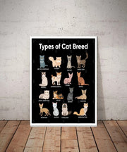 types of cat breeds poster . cat-poster , tabby Cat Wall Art - tabby Cat Print -tabby Cat Artwork - Home Decor