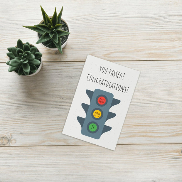 Congratulations on Passing Your Driving Test Card. traffic lights Card. You Did Well Done Card. PERSONALISED Name Card.