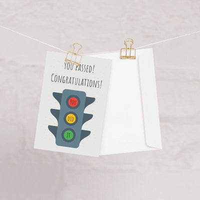 Congratulations on Passing Your Driving Test Card. traffic lights Card. You Did Well Done Card. PERSONALISED Name Card.