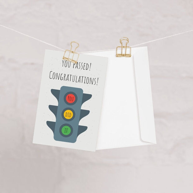 Congratulations on Passing Your Driving Test Card. traffic lights Card. You Did Well Done Card. PERSONALISED Name Card.