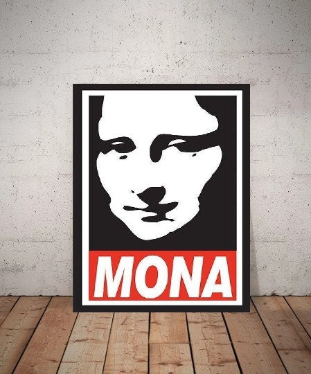 Mona Lisa negetive image Print, Original Oil Painting  de vinci Portrait Poster, Vintage Wall Art, Unique Gift