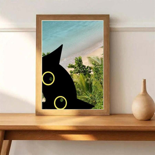 peeking black cat  poster , Black Cat Wall Art - Black Cat Print -Black Cat Artwork - Home Decor,gift for cat lovers
