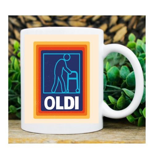 Oldi Mug - Funny Gift for Dad, Grandad , granma  - Quirky Coffee Mug Gift for Him - novetly mug