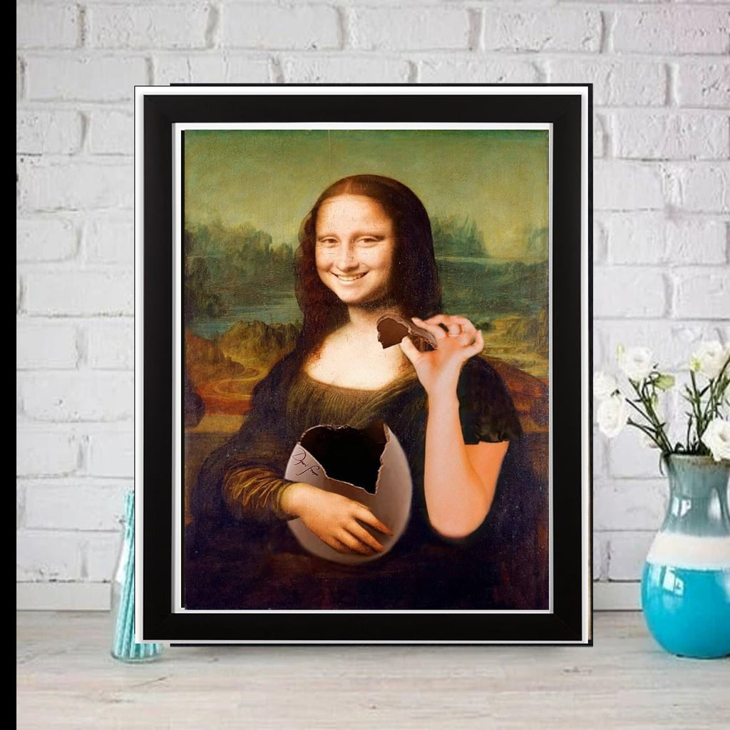 Mona Lisa with easter egg , Original Oil Painting  de vinci Portrait Poster, Vintage Wall Art, Unique Gift