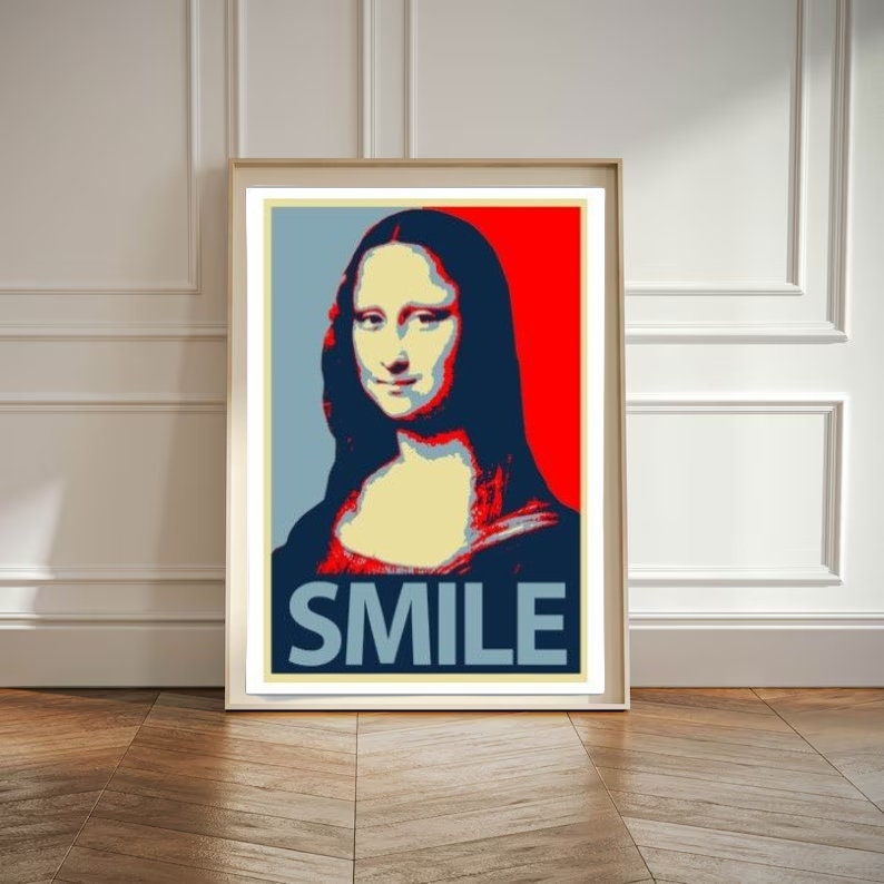 Mona Lisa smile  Print, Original Oil Painting  de vinci Portrait Poster, Vintage Wall Art, Unique Gift