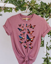 Butterfly  amercian flag Shirt,  4th july independance day shirt with butterflys  Shirts for Women, Gift for Her, 4th july  America Shirt