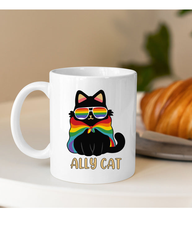 Ally Cat Mug - Funny Mug - Gift For Him Or Her - Pride - LGBTQoffee, cat lover Gifts ,gift for cat owner