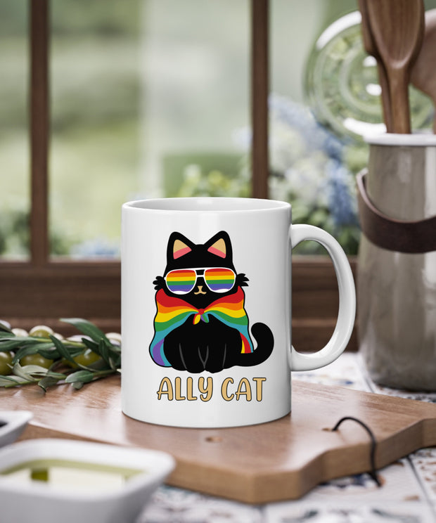 Ally Cat Mug - Funny Mug - Gift For Him Or Her - Pride - LGBTQoffee, cat lover Gifts ,gift for cat owner