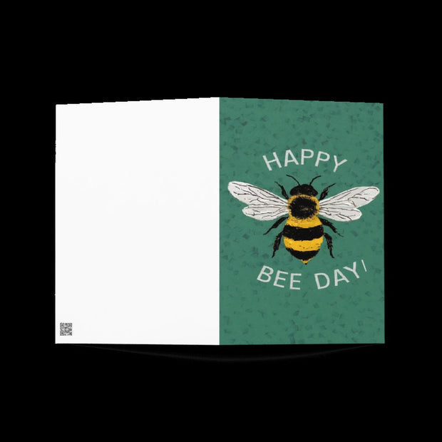 Happy bee day, cute birthday card with bee,funny card for mum,happy bee day,custom birthday card