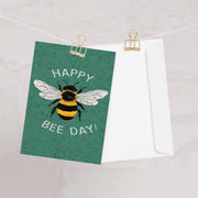 Happy bee day, cute birthday card with bee,funny card for mum,happy bee day,custom birthday card