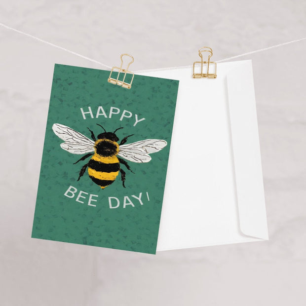 Happy bee day, cute birthday card with bee,funny card for mum,happy bee day,custom birthday card