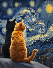 black cat  garden flag ,starry night cat garden  Yard Flags Double Sided, Cat Garden Flag, Black Cat flag , Kitty Garden Flag,van goth flag