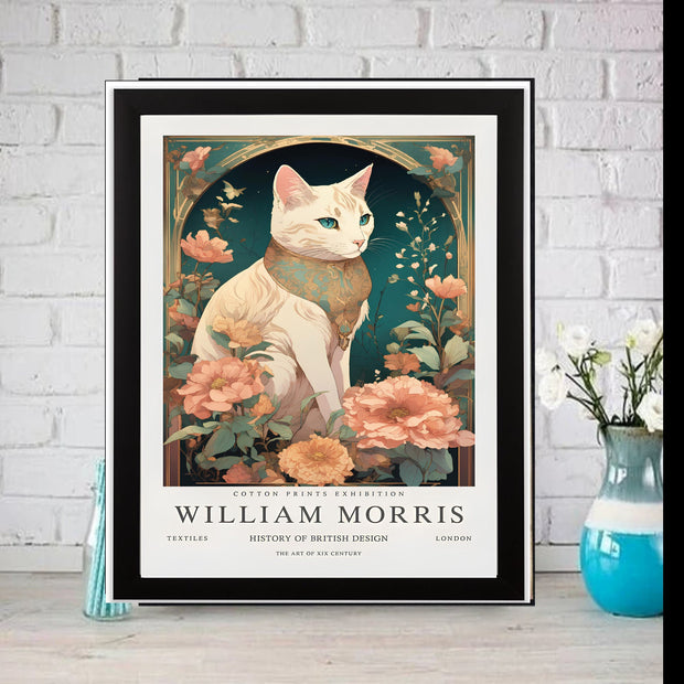 William Morris Cat Print,PNG FILES,William Morris Exhibition Print,William Morris Poster, Vintage Wall art,cat Poster, instant download
