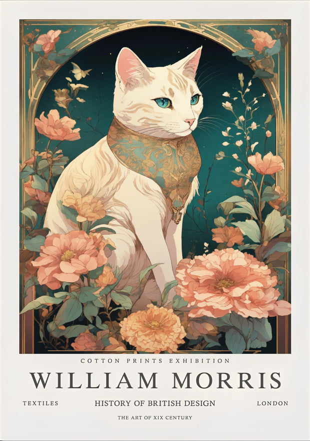 William Morris Cat Print,PNG FILES,William Morris Exhibition Print,William Morris Poster, Vintage Wall art,cat Poster, instant download